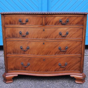 Solid French Walnut Serpentine Chest of Drawers 
