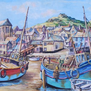 “St Ives Harbour” Circa 1960 by Artist Marsden Prophet 