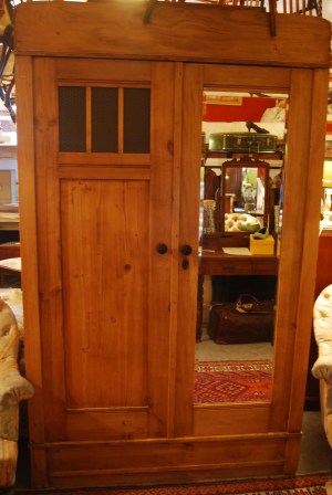 1920s Antique Pine Wardrobe in Deco Style £435