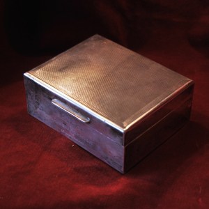 Solid Silver English Cigarette Box 1954
