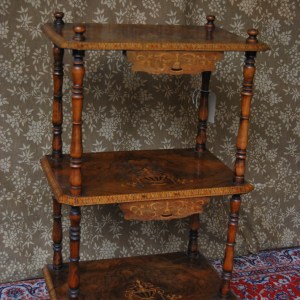 Mid-Victorian Walnut Whatnot with Satinwood & Ebony inlay c. 1860 £595