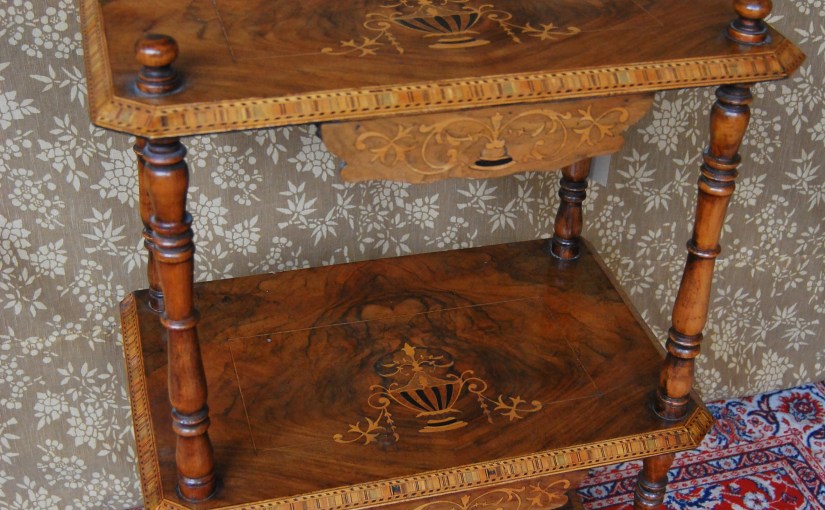 Mid-Victorian Walnut Whatnot with Satinwood & Ebony inlay c. 1860&nbsp;£595