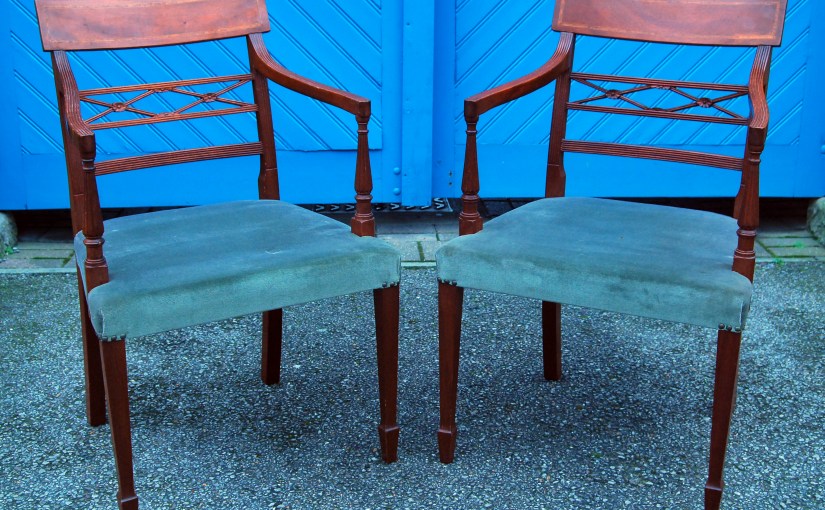 Set of 6 early 20th Century Sheraton style Mahogany Dining Chairs&nbsp;£695