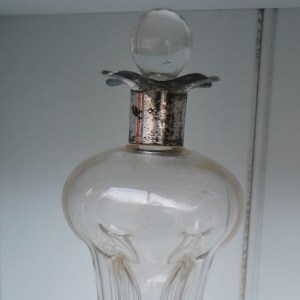 Unusual Glug Decanter with Silver Collar 1904