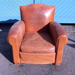French Art Deco Period Brown Leather Armchair £369