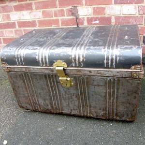 Industrial Finished Vintage Metal Trunk SOLD