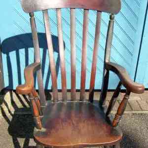 Antique 19th Century English Oak Grandfather Chair 