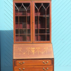 Edwardian Inlaid Bookcase Bureau
