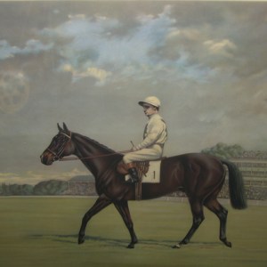 Rare Print circa 1947 of Gordon Richards riding ‘Tudor Minstrel’, hand signed by the artist and by Gordon Richards 
