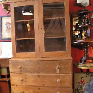 Victorian English Pine Country House Glazed topped Dresser above 3 good sized drawers