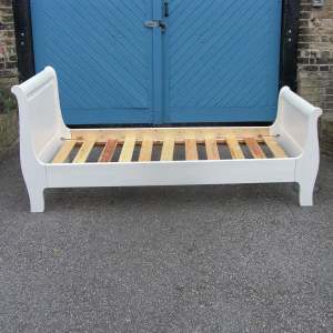 Lovely Quality White Painted Single Sleigh Bed with Slats, SOLD 