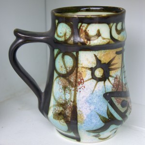 Original Vintage Mid 20th Century Cornish Studio Pottery Mug 