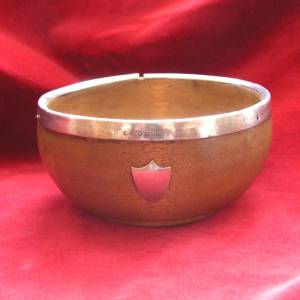 Silver Mounted Ash Wood Mazer Hallmarked Chester 1890 