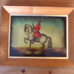 Set of 4 Early 19th Century Hand Coloured Glass Mezzotint Prints 