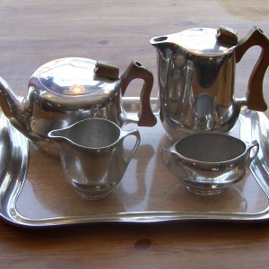 Original 1960s Picquot Ware Teapot & Coffee Pot set & Tray