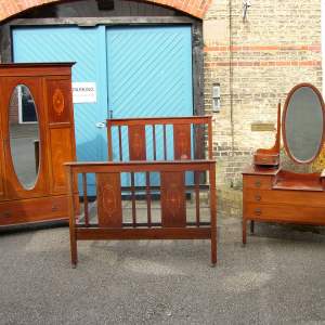 3 piece Edwardian Mahogany & Inlay Bedroom Suite, includes original Double Bed